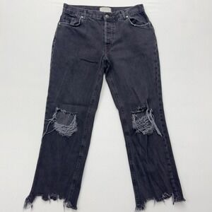 We The Free Maggie Mid Buttonfly Distressed Jeans Frayed‎ Hem Size 27(31x27)